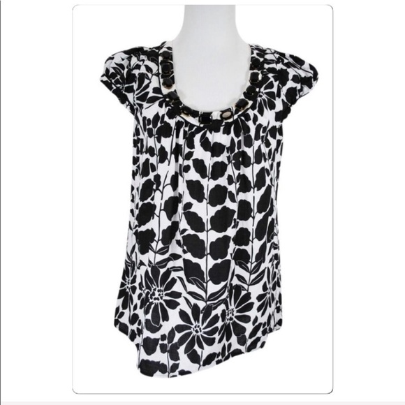 KAREN Kane jewel embellished neckline floral print blouse size M - Picture 1 of 4